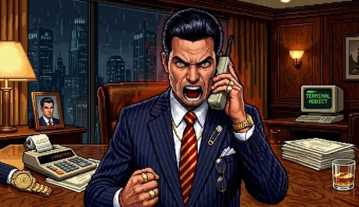 Preston Vale screaming into the phone